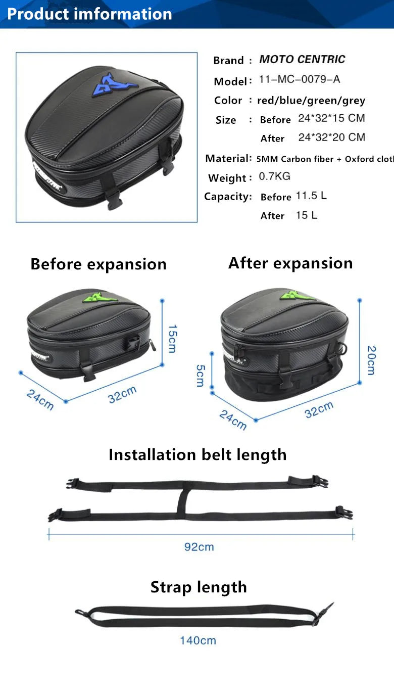 Motocentric Waterproof Motorcycle Tail Bag Multifunction