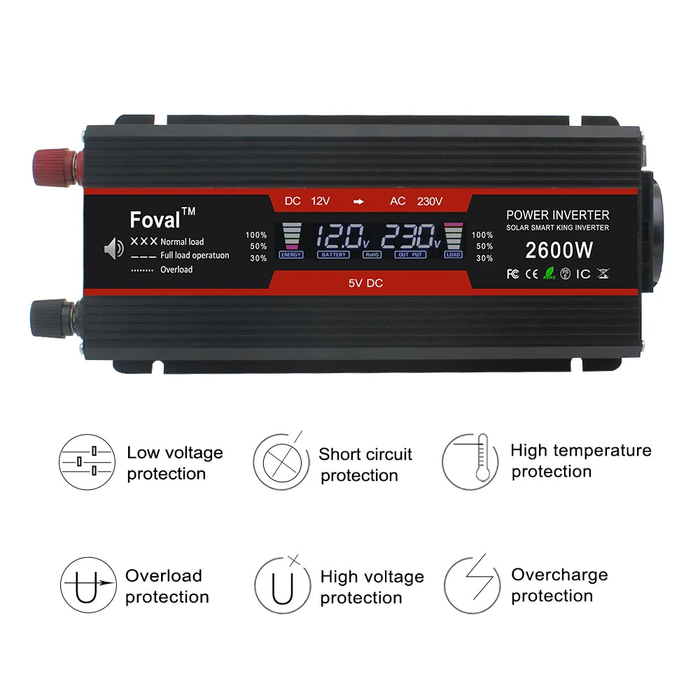2600W/4000W Car Inverter DC12V AC220V Power Inversor LED Display