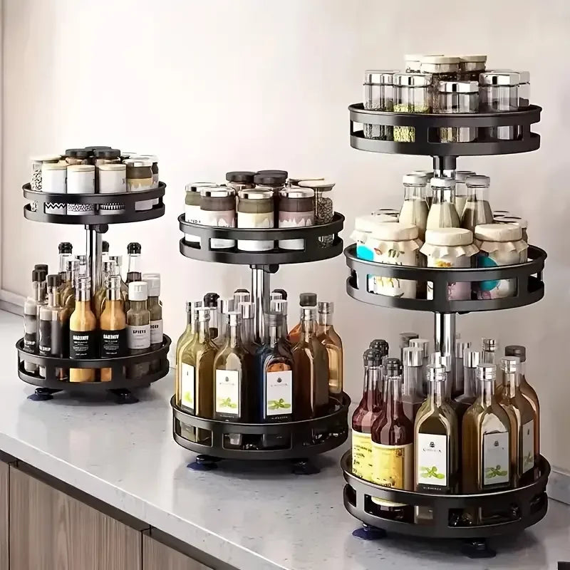 3-Tier Metal Rotating Organizer Spice Rack Seasonings