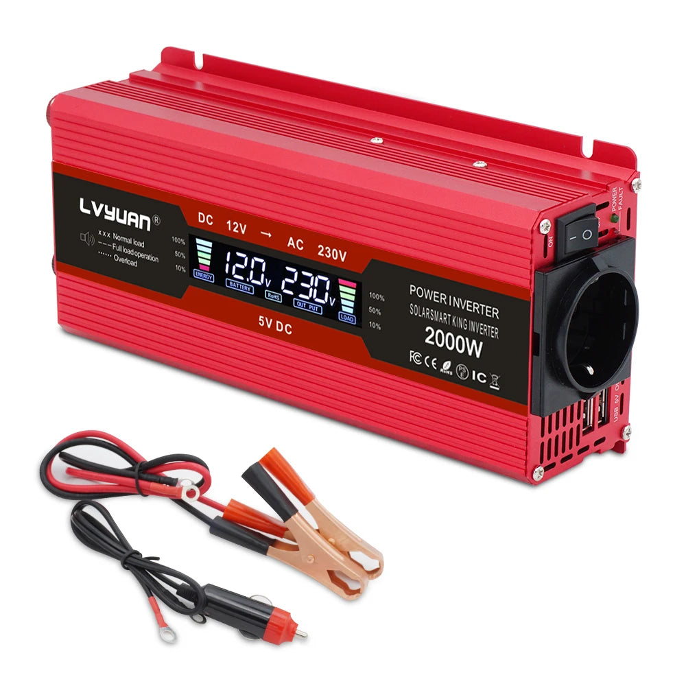 LCD Display Power Inverter 1500W/2000W/2600W Car Inversor DC12V to AC220V