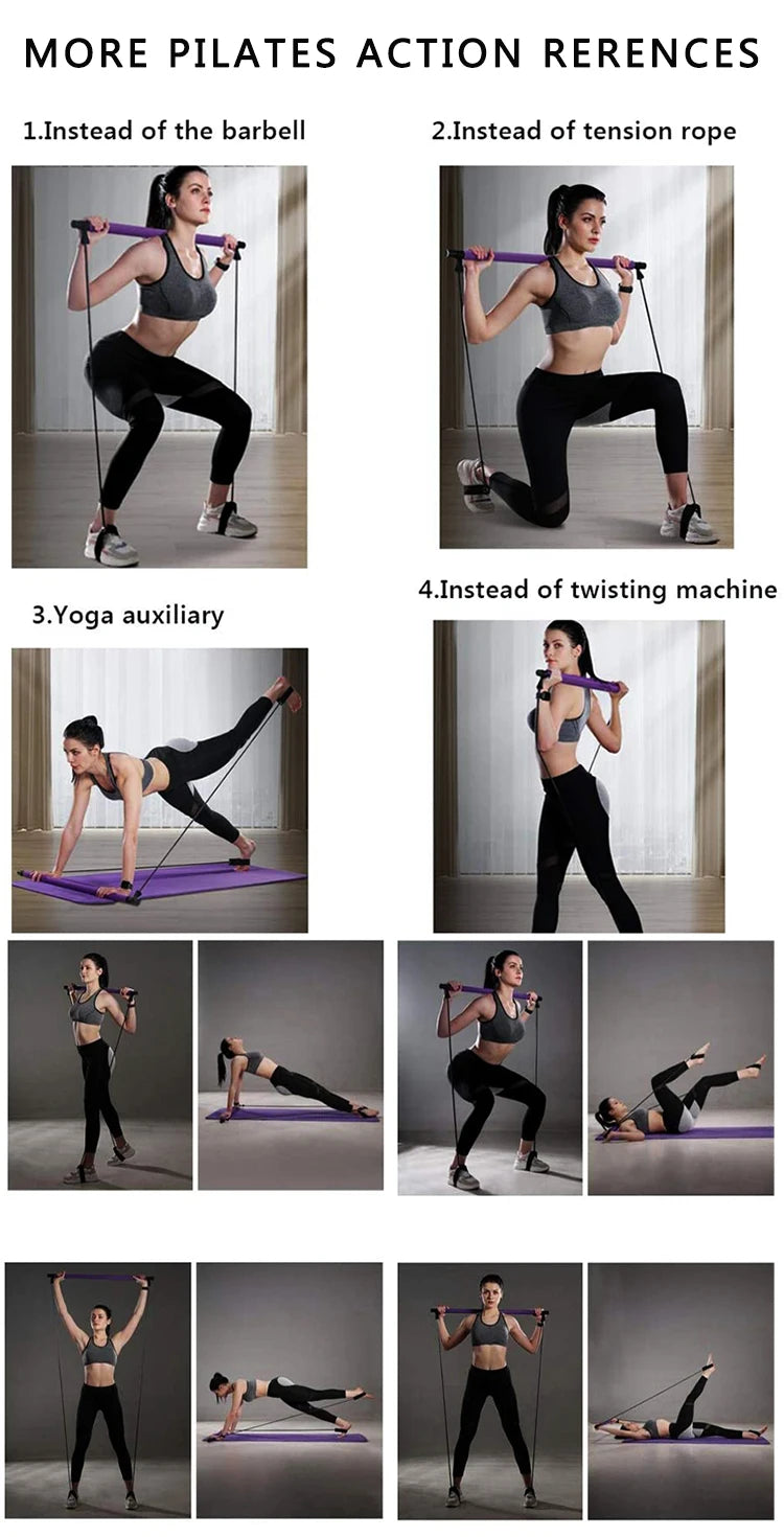 Yoga Pilates Bar Stick with Resistance Band
