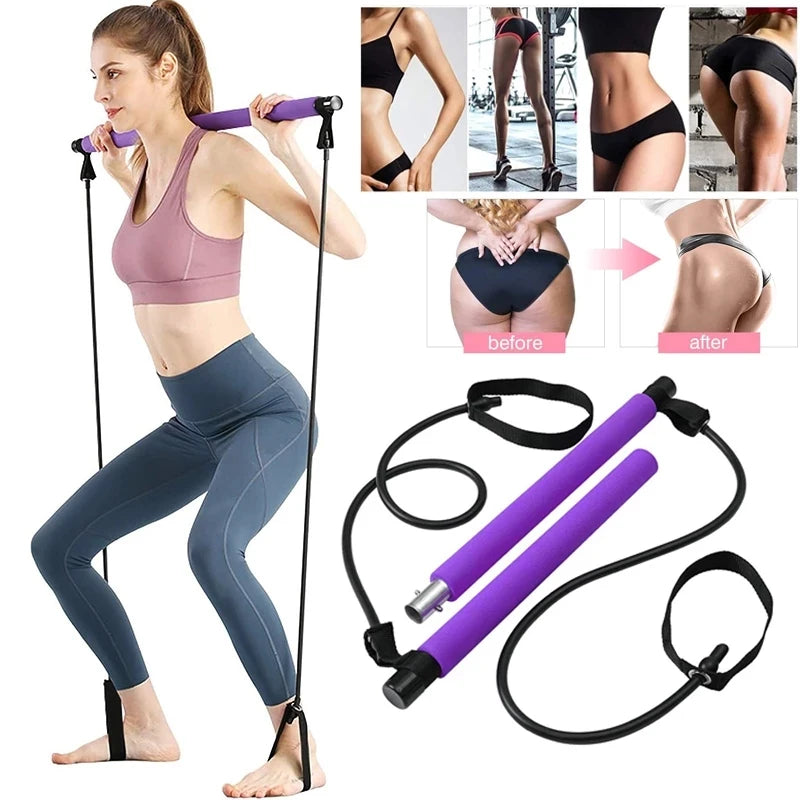 Yoga Pilates Bar Stick with Resistance Band