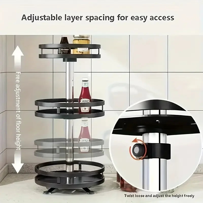 3-Tier Metal Rotating Organizer Spice Rack Seasonings