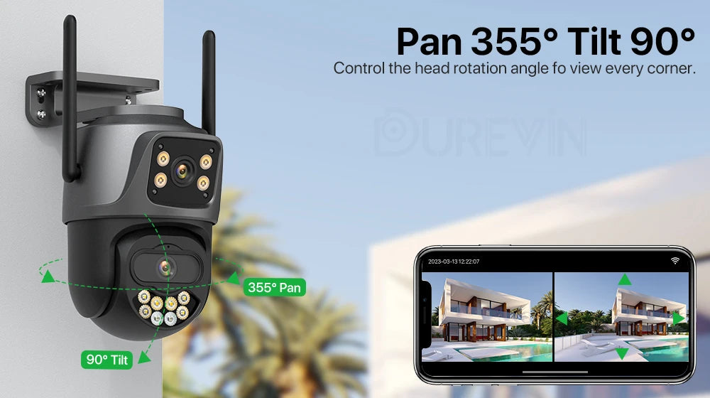 External Wifi PTZ Camera Dual Lens 4K 8MP HD Outdoor