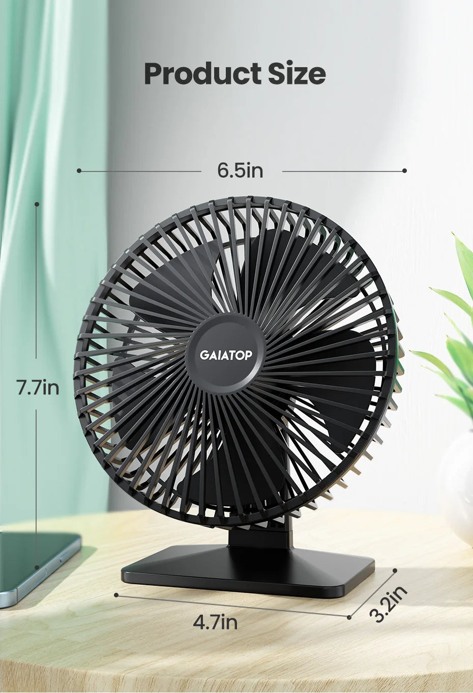 GAIATOP Desk Fan Portable