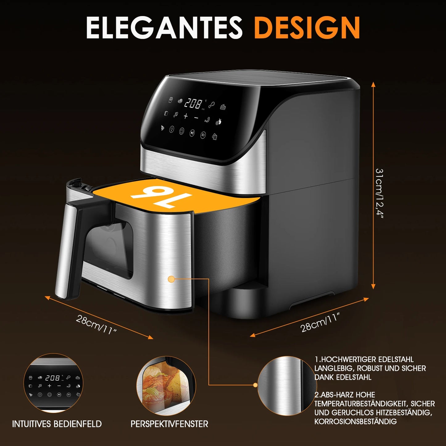 Visible Air Fryer 9L Large Airfryer
