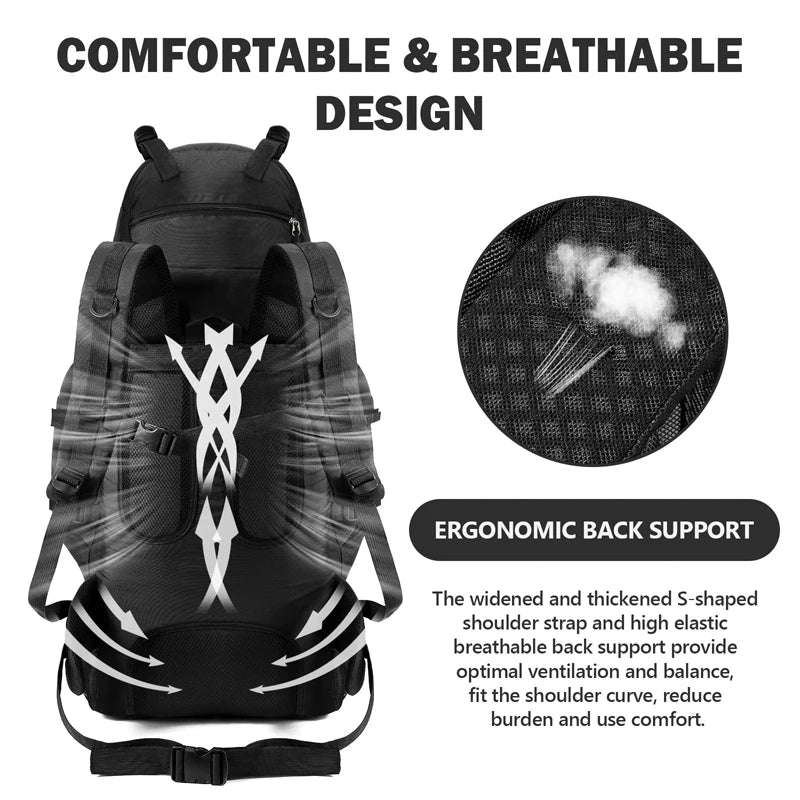 Großer Outdoor-Rucksack für Camping, Wandern, Reisen & Sport