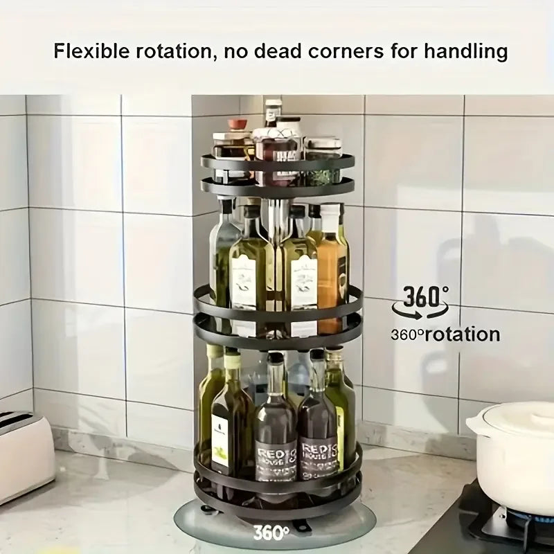 3-Tier Metal Rotating Organizer Spice Rack Seasonings