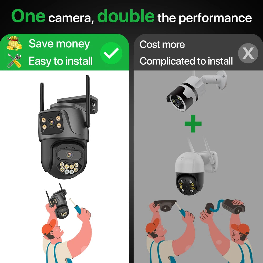 External Wifi PTZ Camera Dual Lens 4K 8MP HD Outdoor