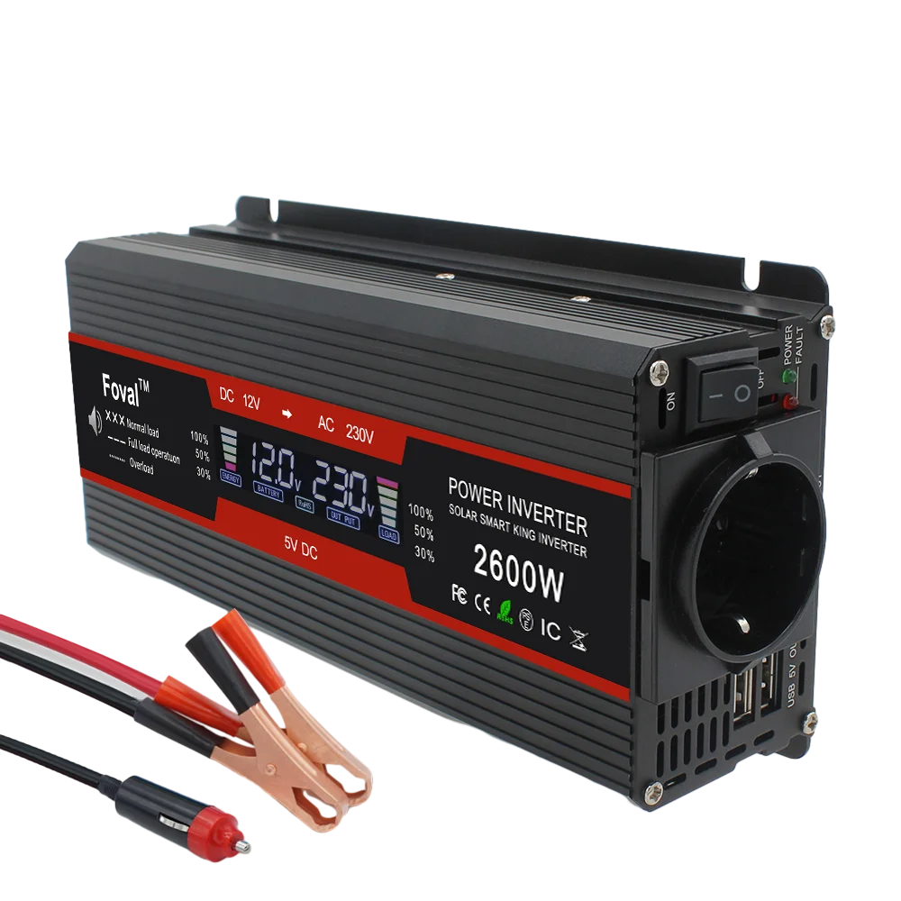 LCD Display Power Inverter 1500W/2000W/2600W Car Inversor DC12V to AC220V