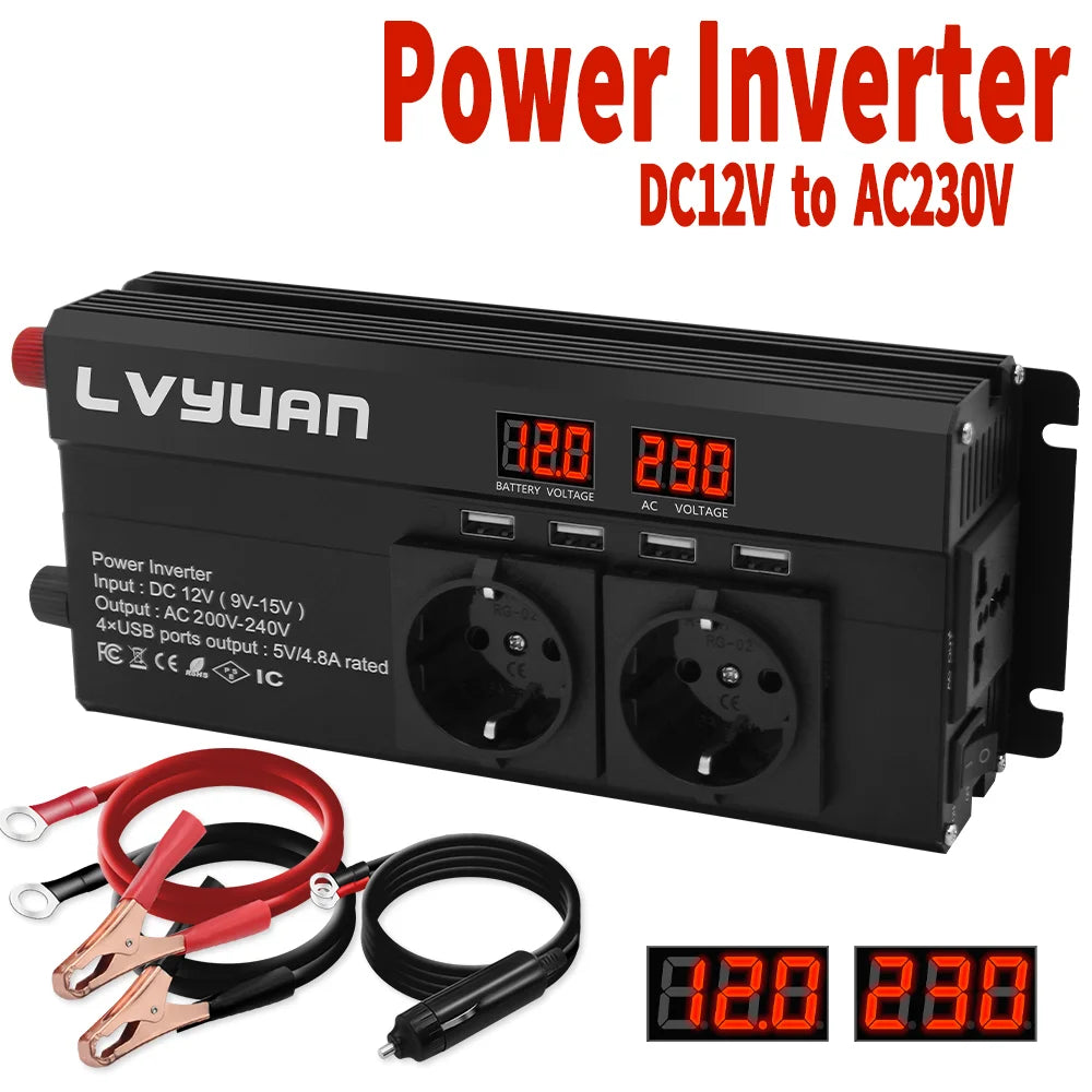 2600W/4000W Car Inverter DC12V AC220V Power Inversor LED Display