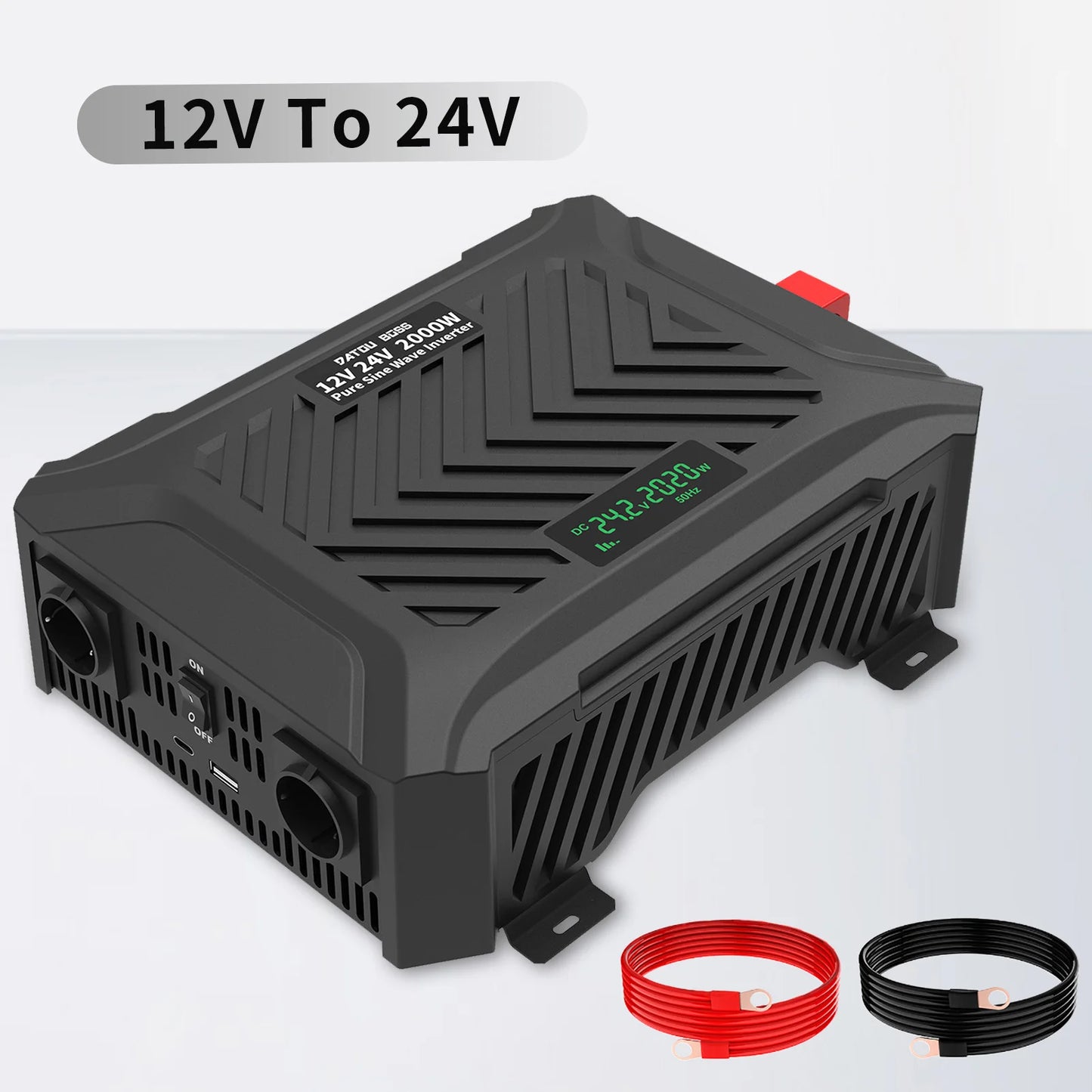 DATOUBOSS Pure Sine Sine Inverter Auto Switching DC12V/DC24V to AC220V Continuous