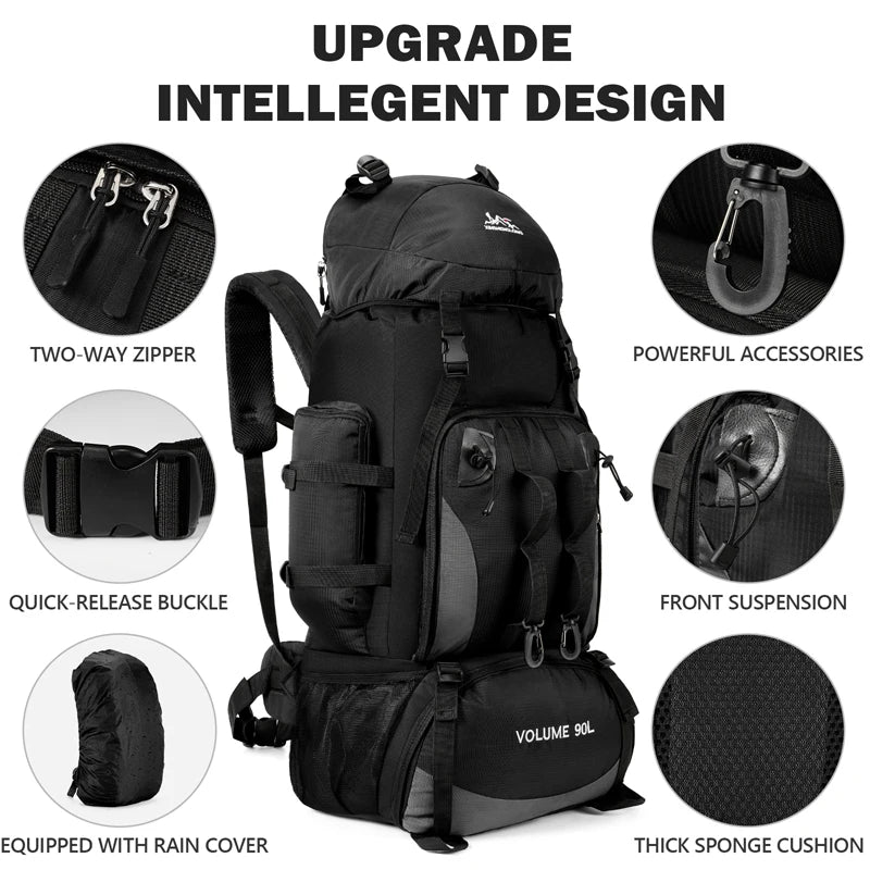 Großer Outdoor-Rucksack für Camping, Wandern, Reisen & Sport