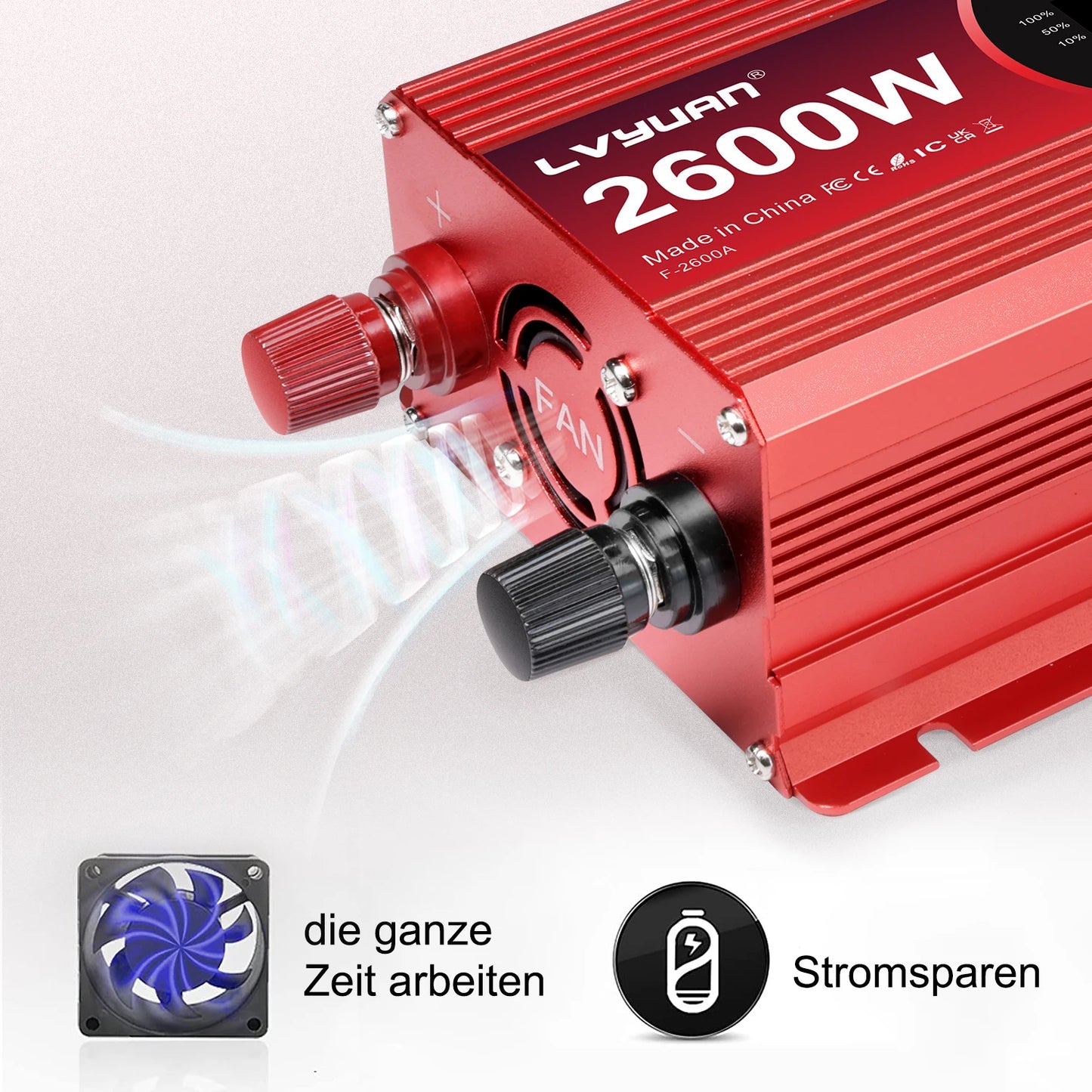 LCD Display Power Inverter 1500W/2000W/2600W Car Inversor DC12V to AC220V
