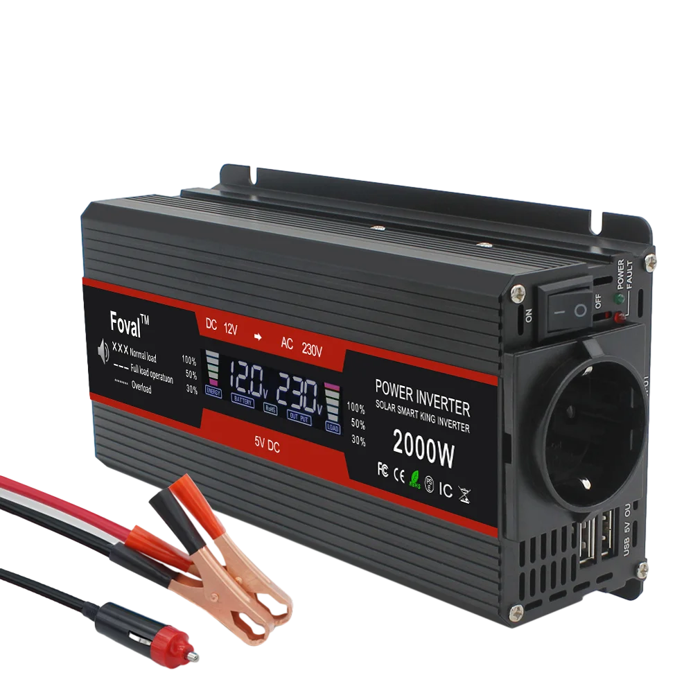 LCD Display Power Inverter 1500W/2000W/2600W Car Inversor DC12V to AC220V