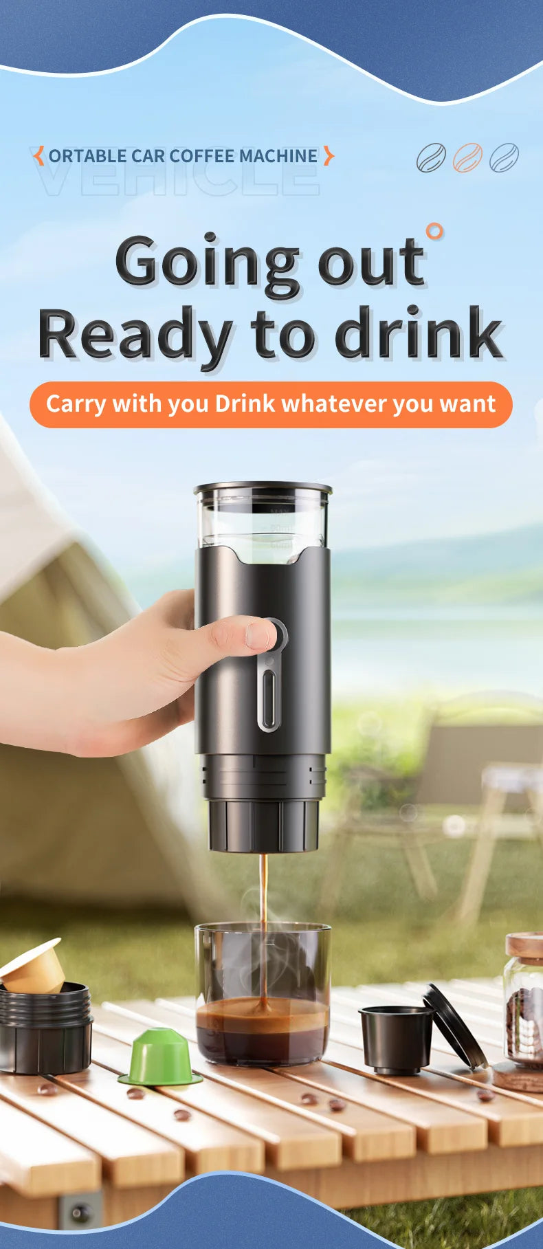 3-in-1 Portable Coffee Maker for Capsule Coffee