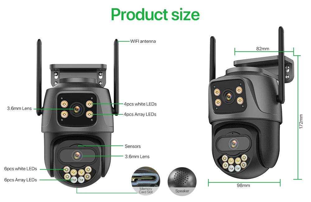 External Wifi PTZ Camera Dual Lens 4K 8MP HD Outdoor
