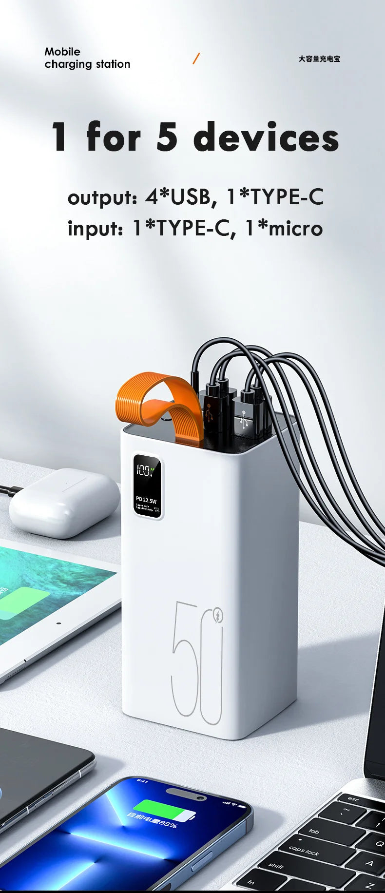 Large Capacity 20000mAh / 50000mAh Power Bank