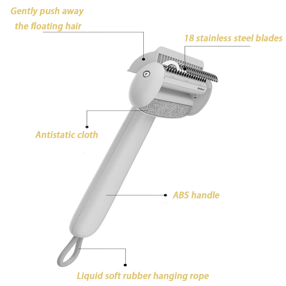 Pet Knot Untangling Comb with Anti-static Cloth Flip-top Hair