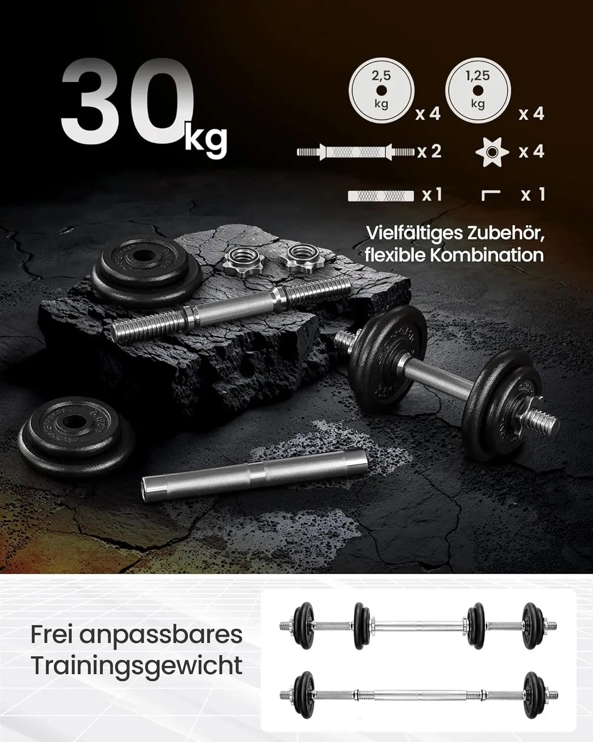 Adjustable cast iron dumbbell set