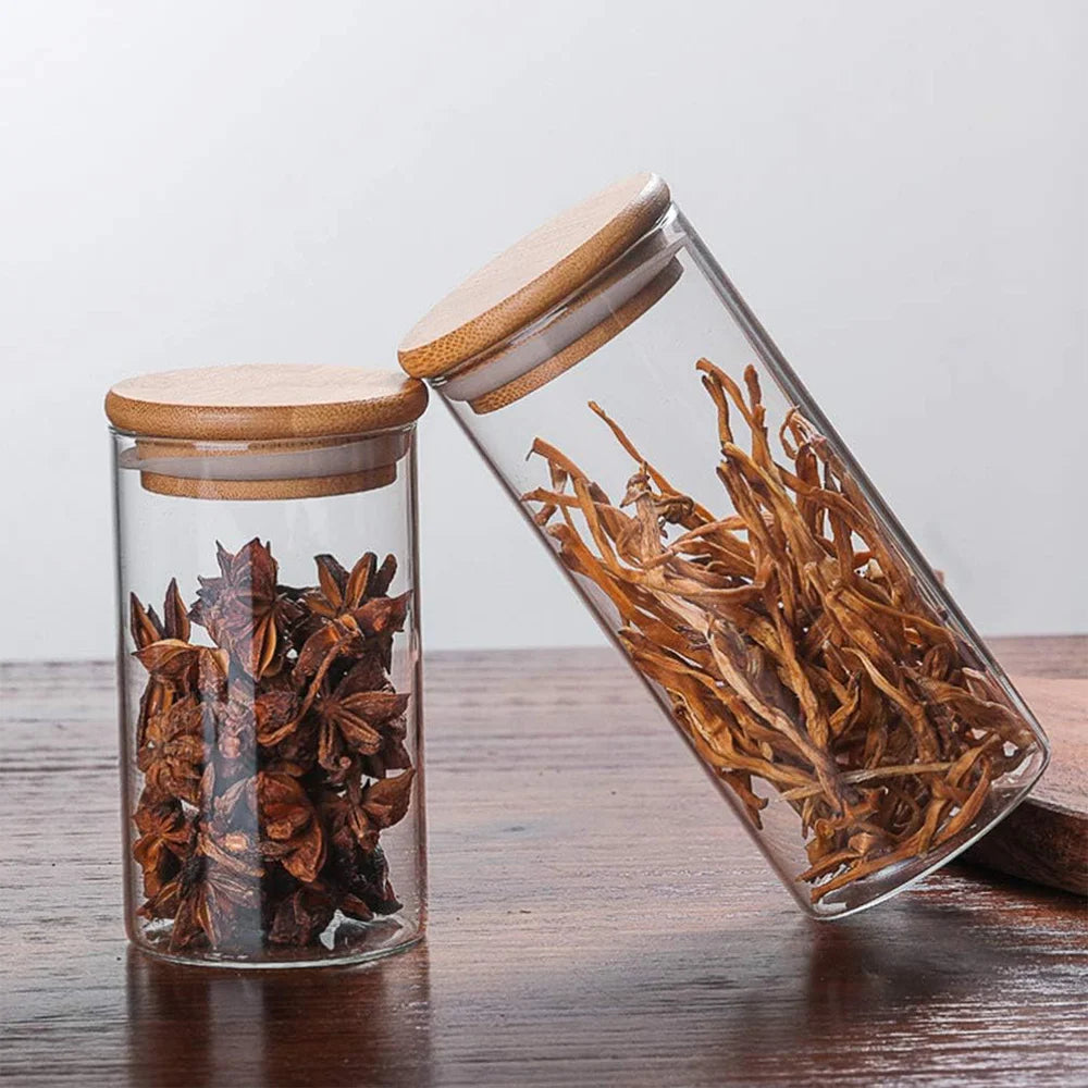 5-teiliges Airtight Glass Storage Jar Set with Bamboo Lids