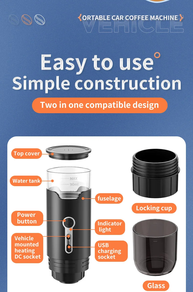 3-in-1 Portable Coffee Maker for Capsule Coffee