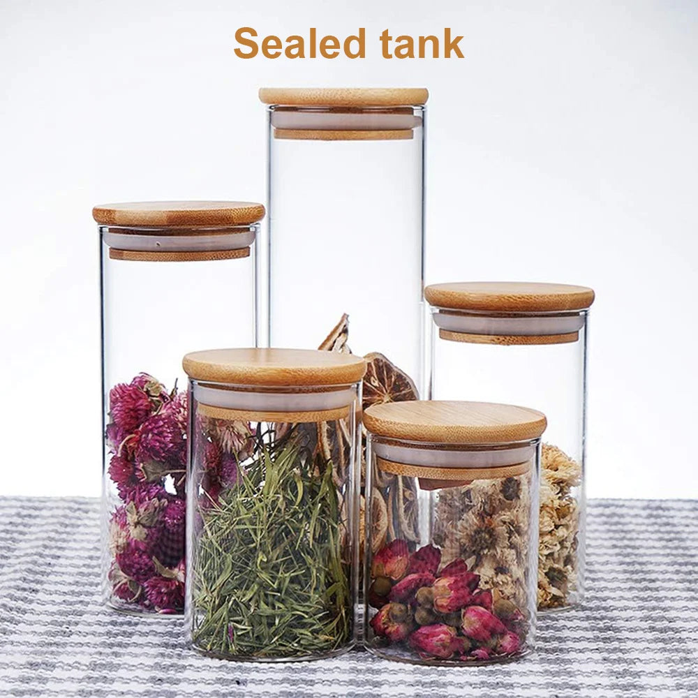 5-teiliges Airtight Glass Storage Jar Set with Bamboo Lids
