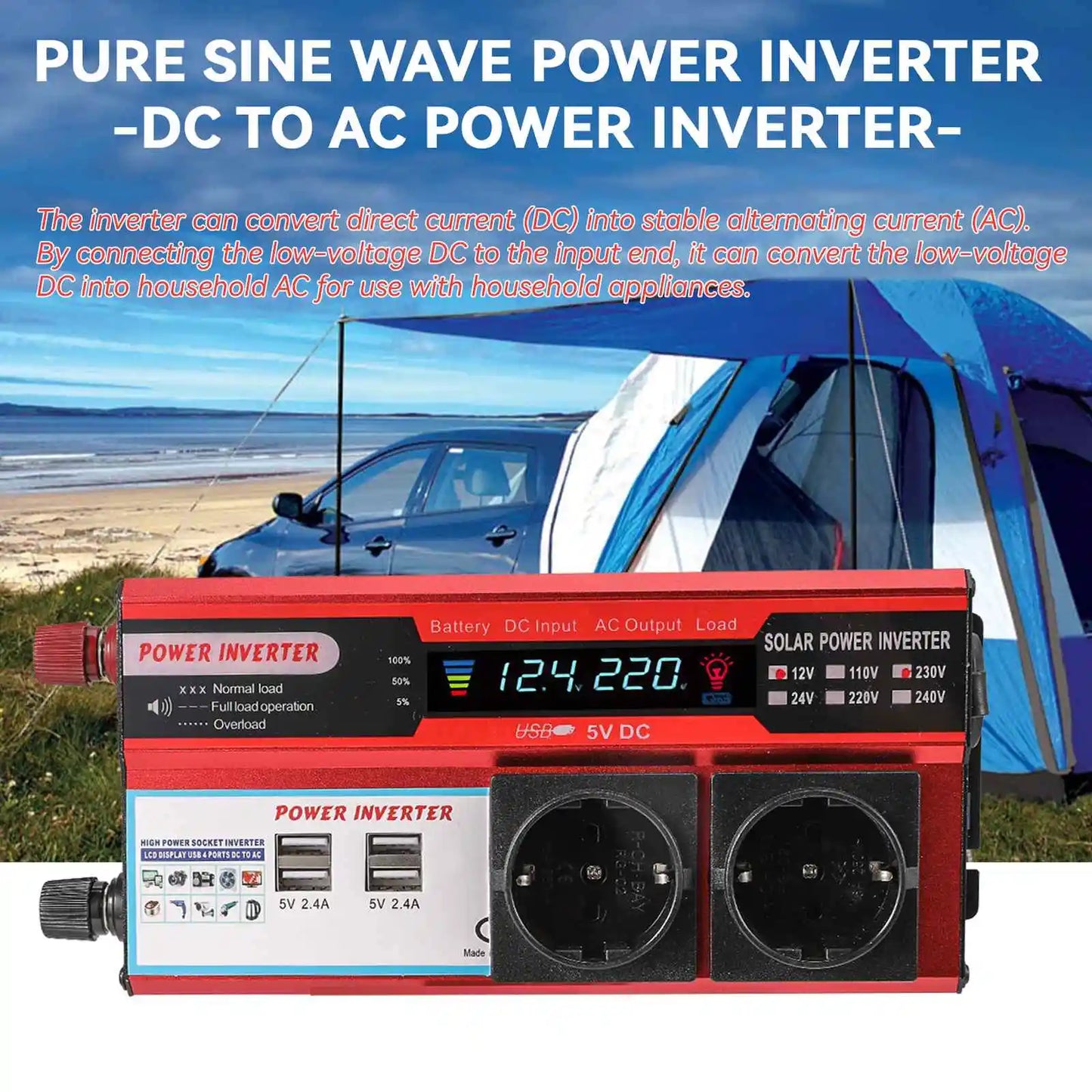 4000W 3000W Power Inverter DC 12V To AC 220V 230V Transformer