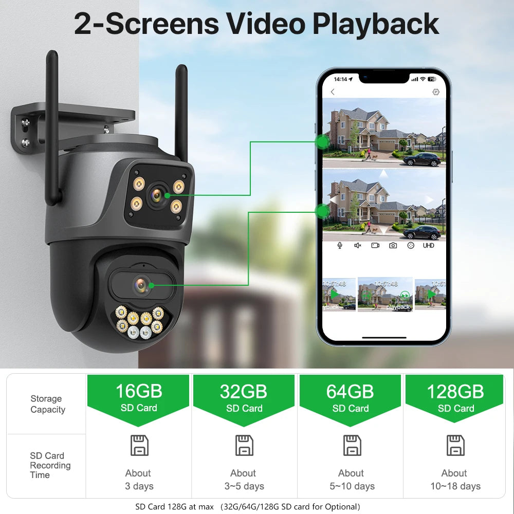 External Wifi PTZ Camera Dual Lens 4K 8MP HD Outdoor