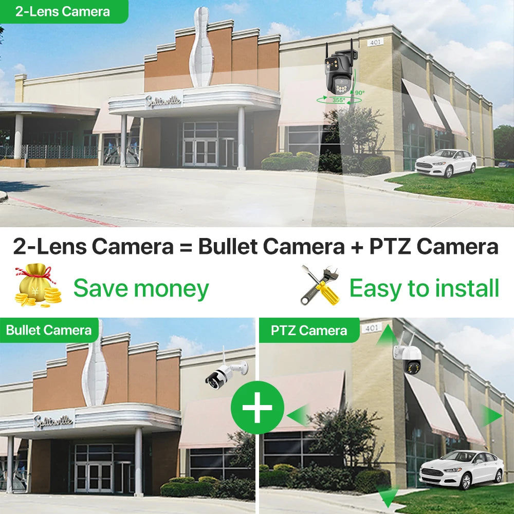 External Wifi PTZ Camera Dual Lens 4K 8MP HD Outdoor