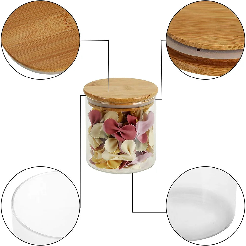 5-teiliges Airtight Glass Storage Jar Set with Bamboo Lids