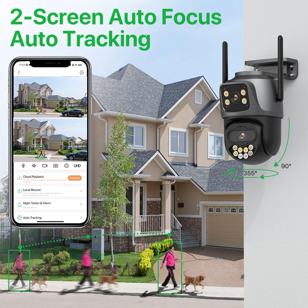 External Wifi PTZ Camera Dual Lens 4K 8MP HD Outdoor
