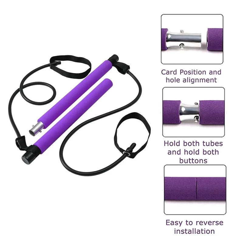 Yoga Pilates Bar Stick with Resistance Band