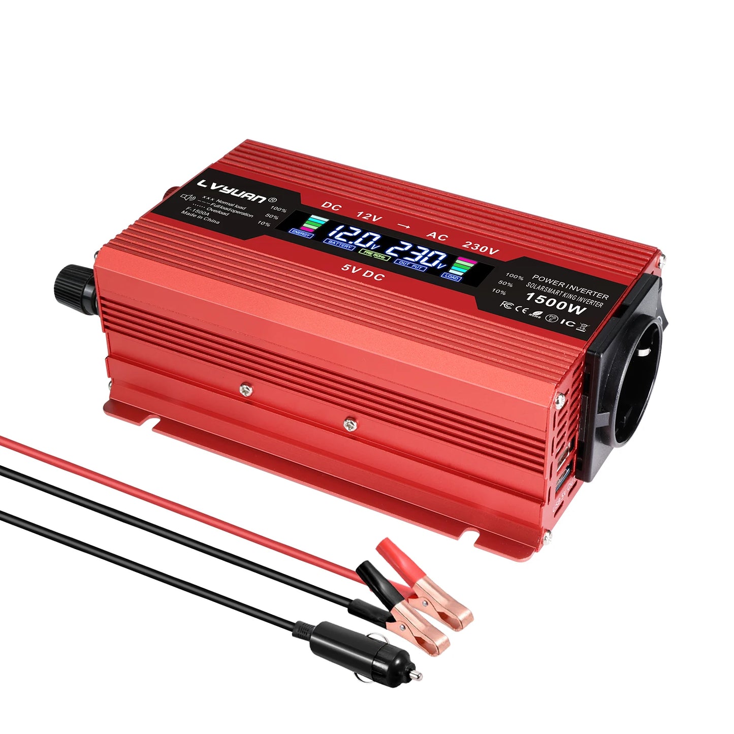 LCD Display Power Inverter 1500W/2000W/2600W Car Inversor DC12V to AC220V