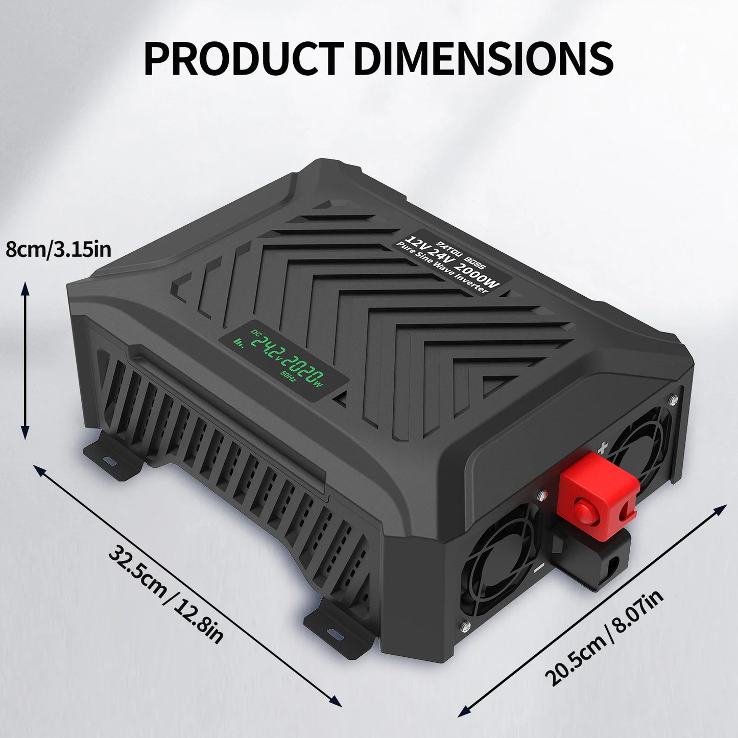 DATOUBOSS Pure Sine Sine Inverter Auto Switching DC12V/DC24V to AC220V Continuous