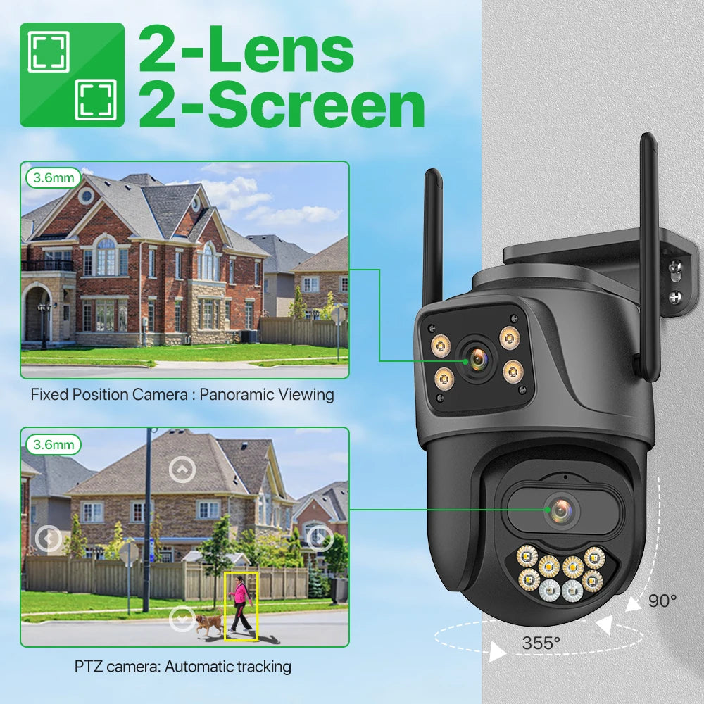 External Wifi PTZ Camera Dual Lens 4K 8MP HD Outdoor