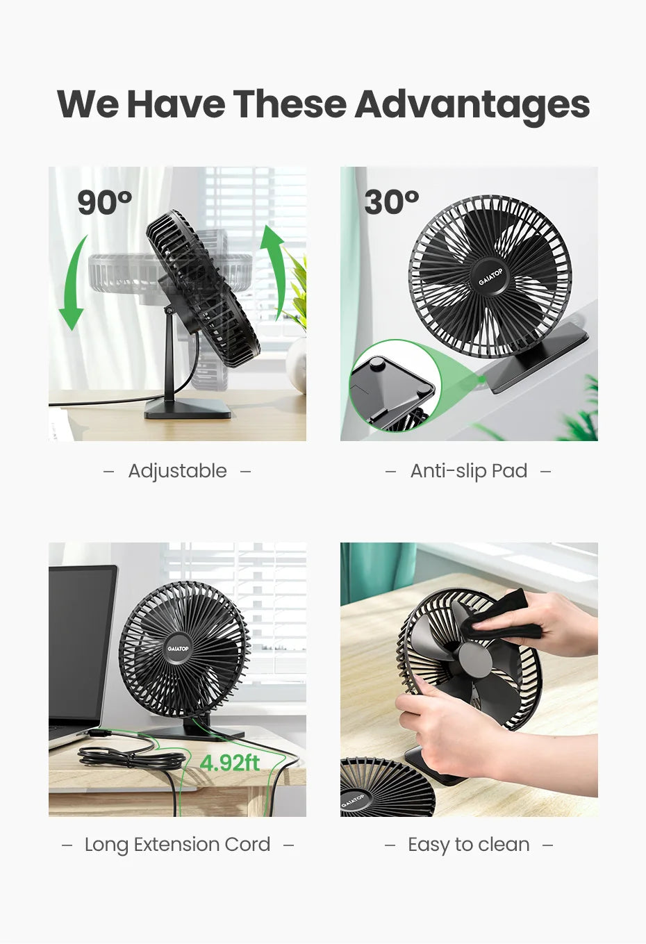 GAIATOP Desk Fan Portable