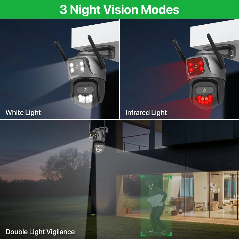 External Wifi PTZ Camera Dual Lens 4K 8MP HD Outdoor