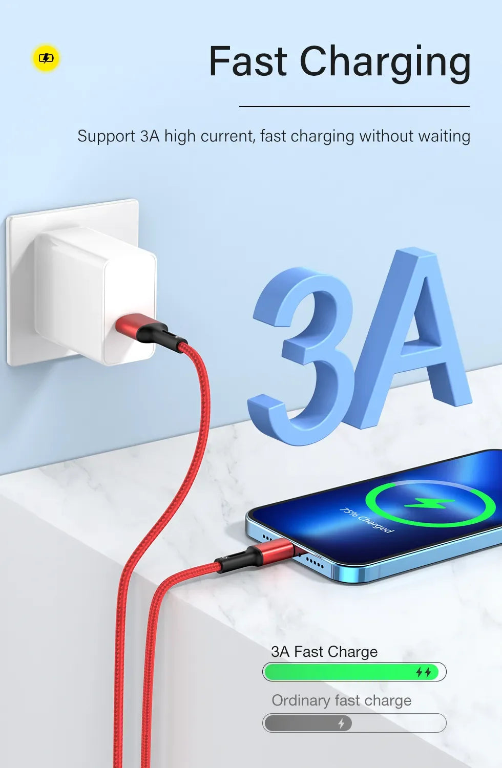 3A USB Cable For iPhone