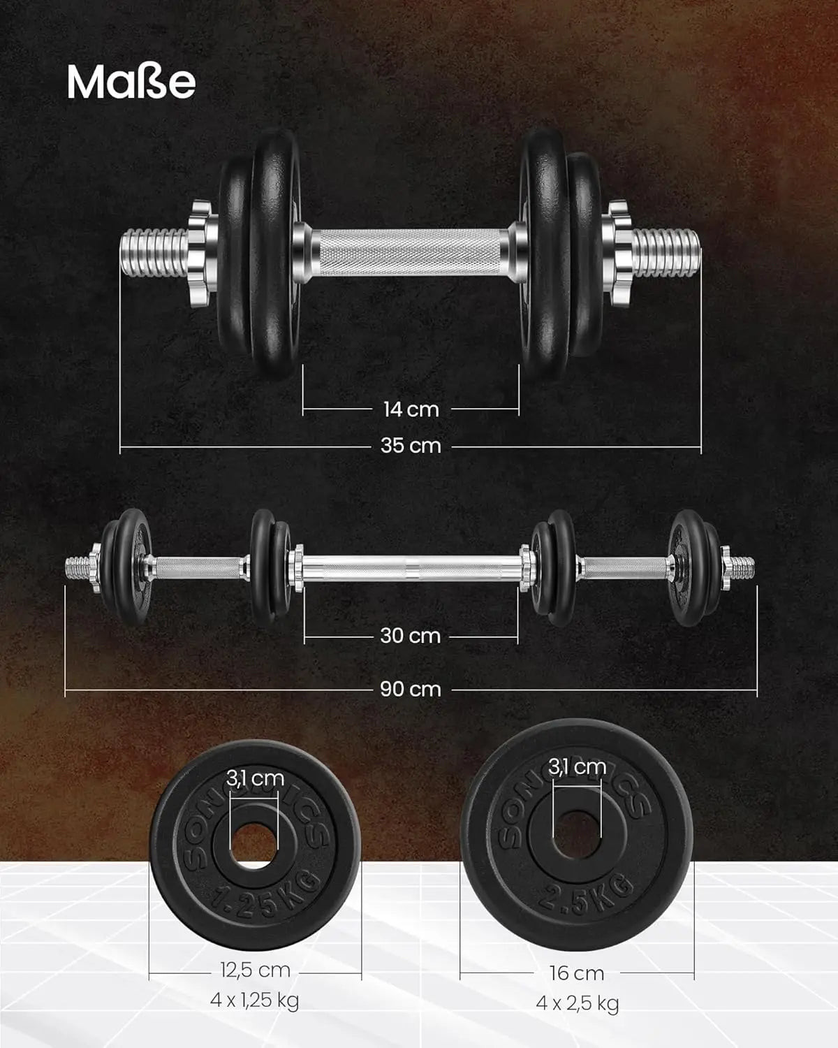 Adjustable cast iron dumbbell set