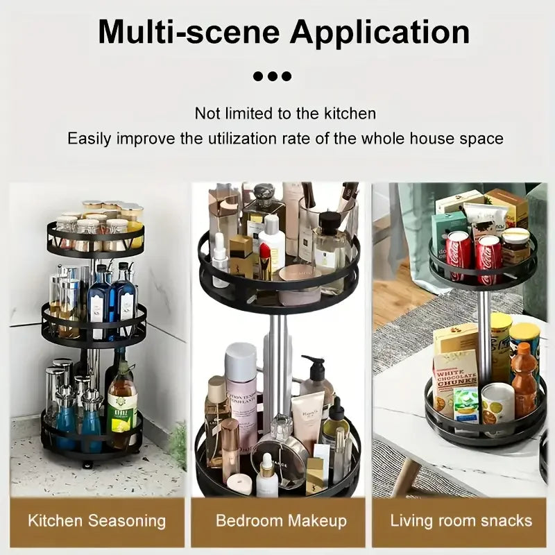 3-Tier Metal Rotating Organizer Spice Rack Seasonings