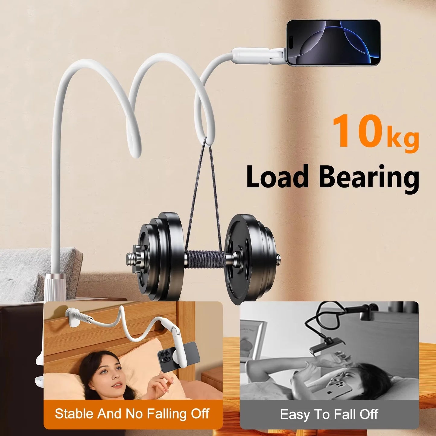 Eary Gooseneck Phone Stand Holder For Bed Kitchen Magnetic