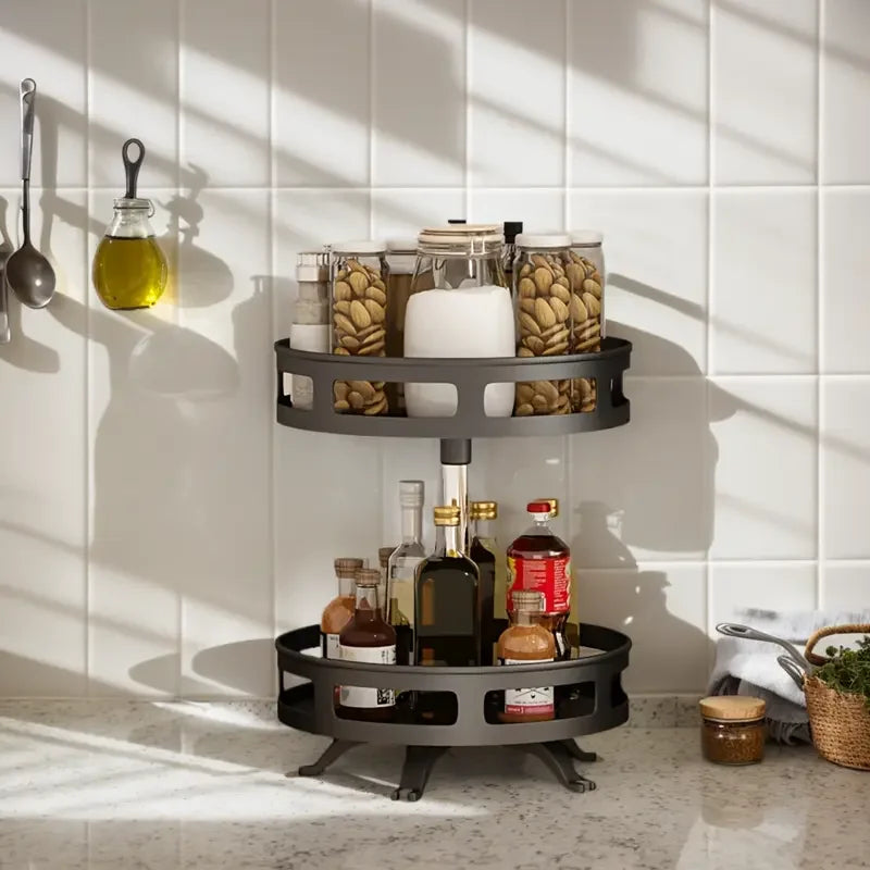 3-Tier Metal Rotating Organizer Spice Rack Seasonings