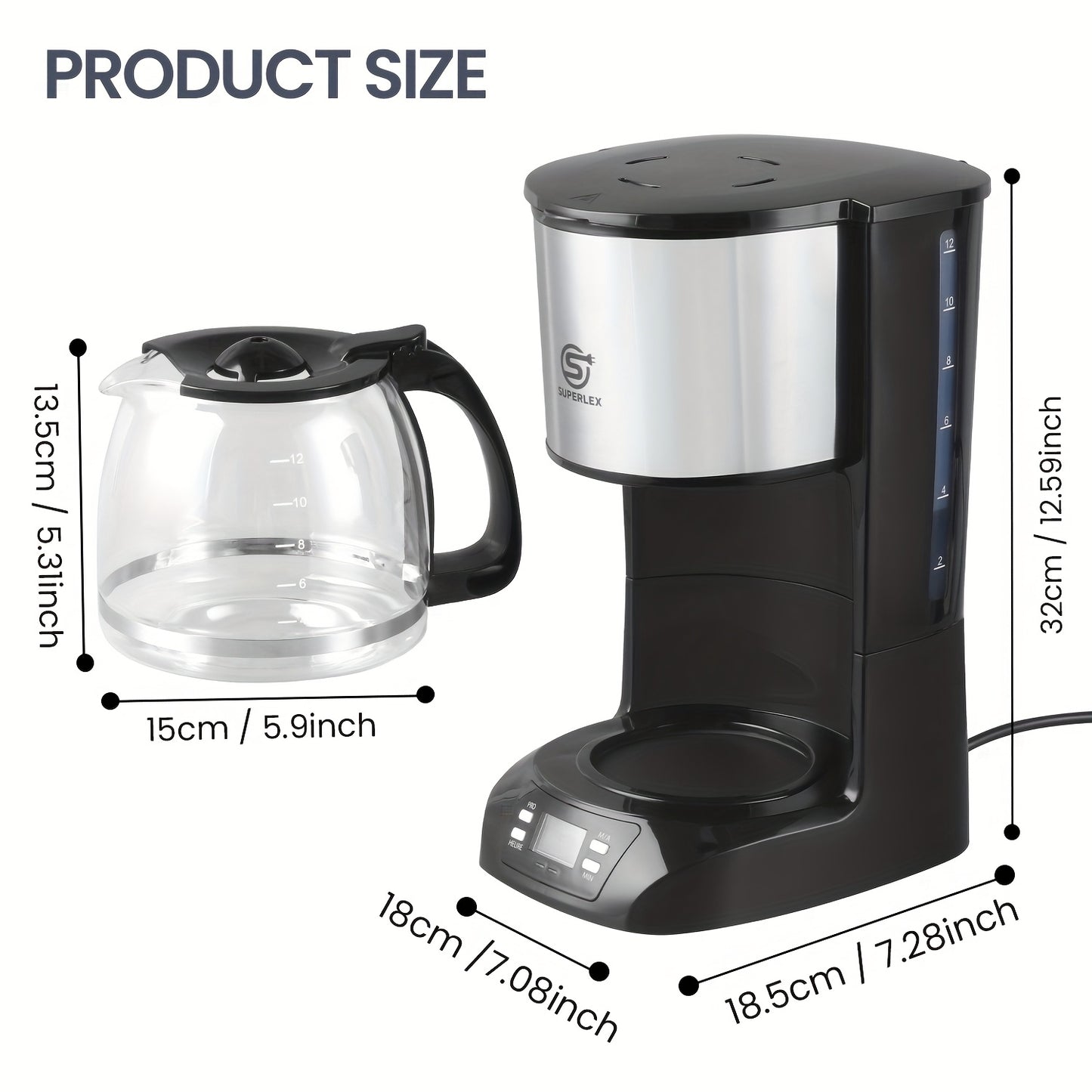 SUPERLEX Filter Coffee Machine with Timer, Drip Coffee Maker 1.5L