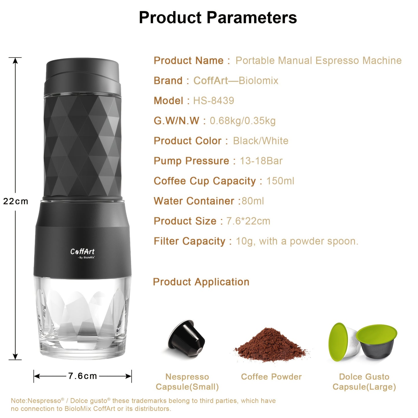 BioloMix Portable Coffee Maker Espresso Machine