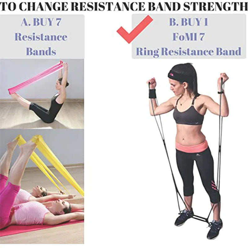 7 Holes Pilates Yoga Fitness Resistance Band