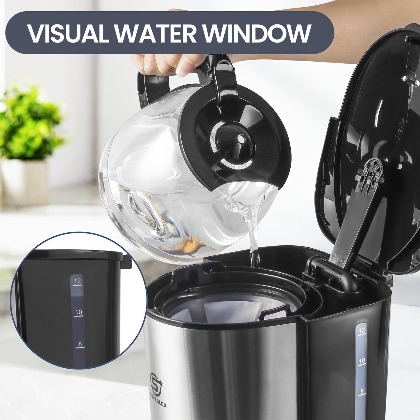 SUPERLEX Filter Coffee Machine with Timer, Drip Coffee Maker 1.5L