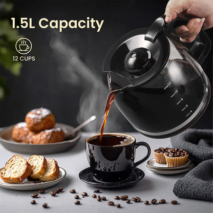 SUPERLEX Filter Coffee Machine with Timer, Drip Coffee Maker 1.5L