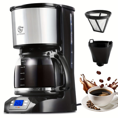 SUPERLEX Filter Coffee Machine with Timer, Drip Coffee Maker 1.5L