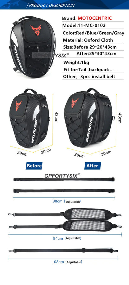 Motocentric Waterproof Motorcycle Tail Bag Multifunction